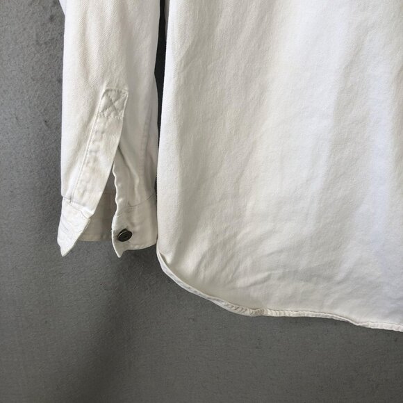 Vintage Levis Shirt Mens Small White Denim Button Front Western Workwear 90s - Picture 11 of 16
